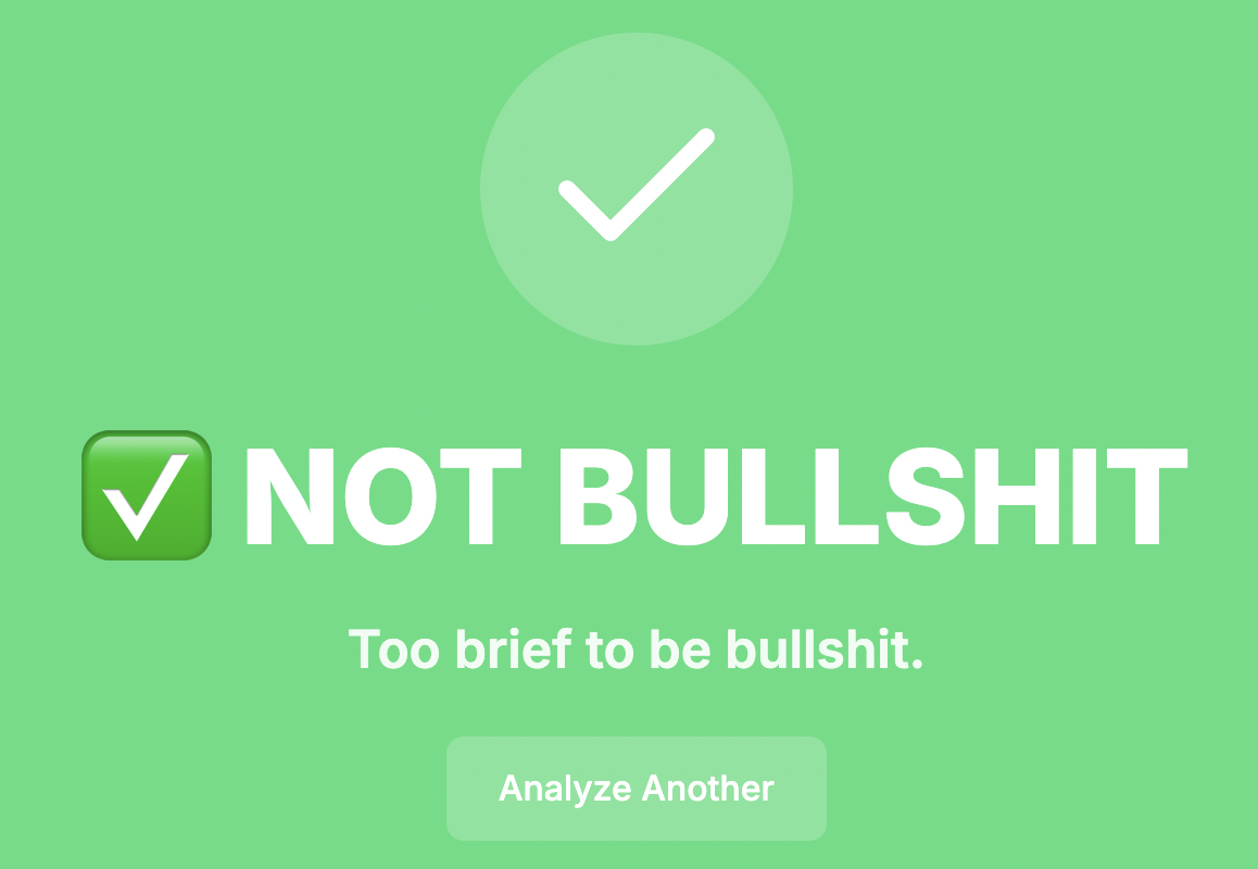 bs detector no bs screen message